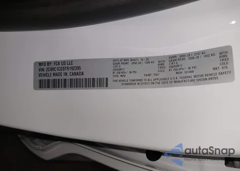 2026 Chrysler Voyager Lx z USA, uszkodzony, nr VIN 2C4RC1CG9TR192395